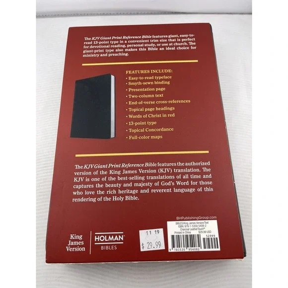 KJV Giant Print Reference Holy Bible Charcoal LeatherTouch Holman - Picture 2 of 12
